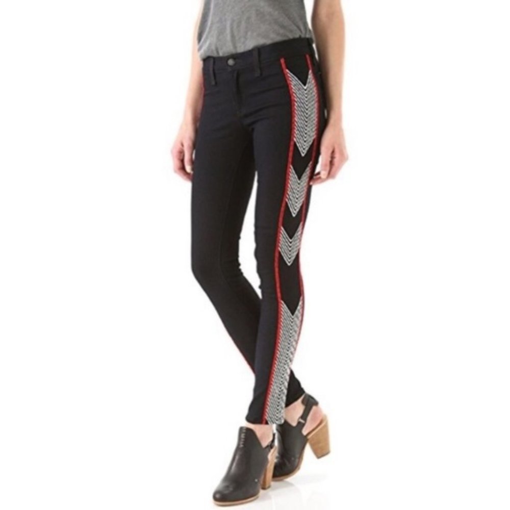Rag & Bone Raja Midnight Embroidered Chevron Skinny Pant- Sz. 26